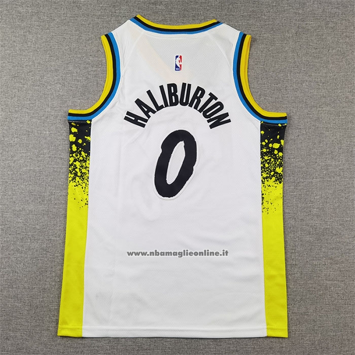 Maglia Bambino Indiana Pacers Tyrese Haliburton #0 Citta 2024-25 Bianco